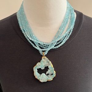 Glass bead and agate necklace